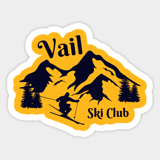 Vail Ski Club - Mountains - Skiing Sticker by Mrs. Honey's Hive